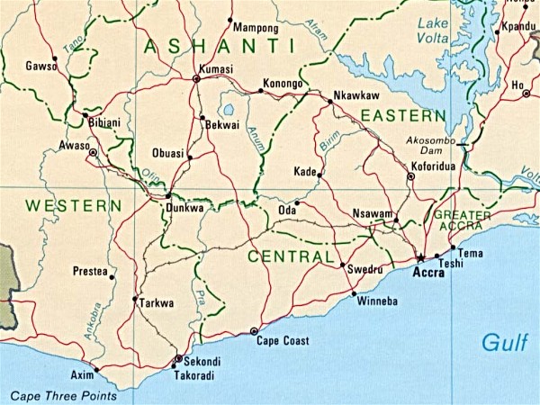 Map of Southern Ghana